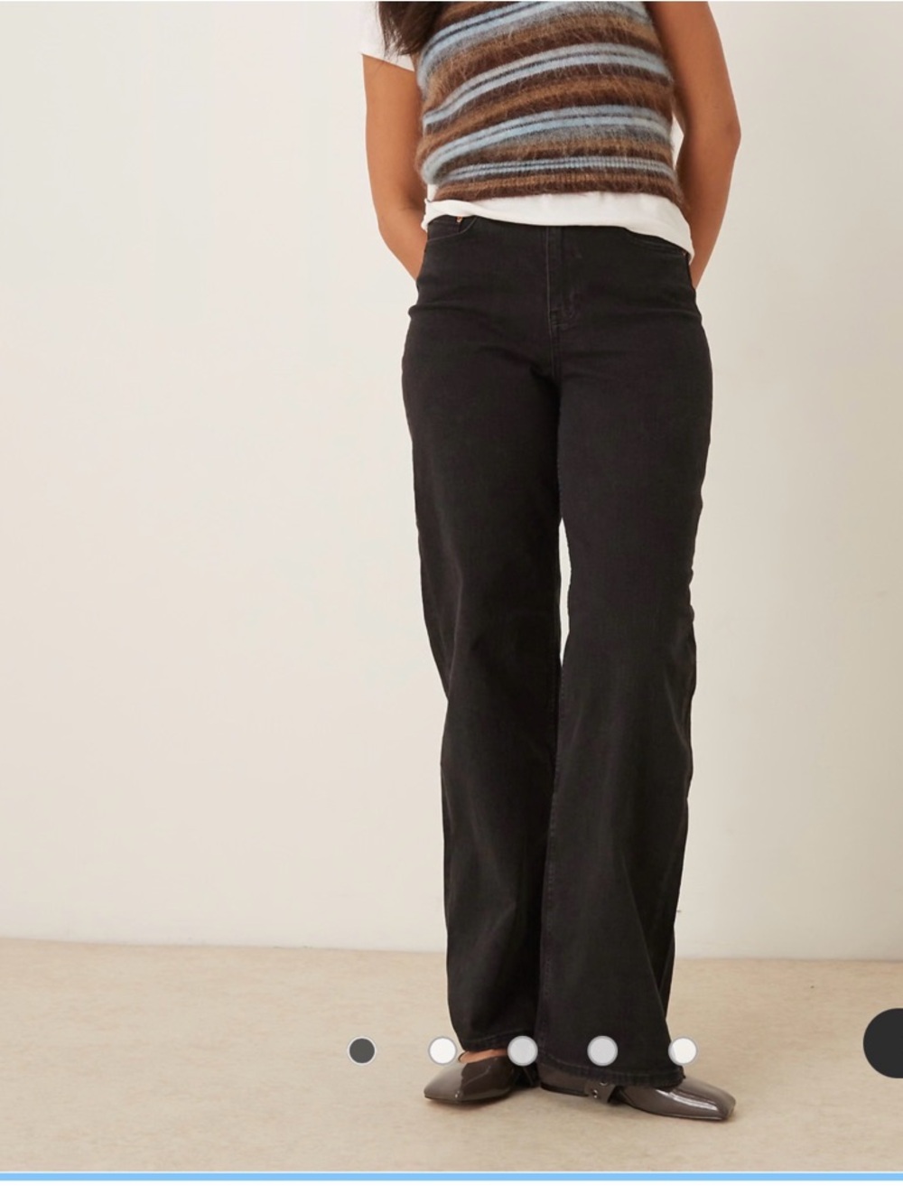 JJXX Women's High-Rise Wide Leg Jeans- faded black/gray wash.